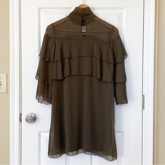 ZARA Green Tiered Ruffle Flowy Shift Dress S - Picture 4 of 9